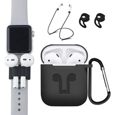 Bakery 5 silicone anti lost strap ear tips carabiner buckle for apple airpods