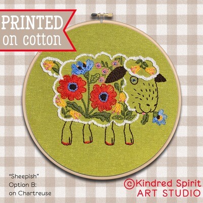 Sheep Hand Embroidery Kit - Build your kit option - with hoop, without hoop or fabric print only Sheep Hand Embroidery Kit - Build your kit option - with hoop, without hoop or fabric print only