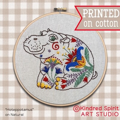 Hippopotamus Hand Embroidery Kit - Sustainable Gift Hippopotamus Hand Embroidery Kit - Sustainable Gift