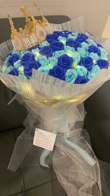 99 blue soap roses bouquet