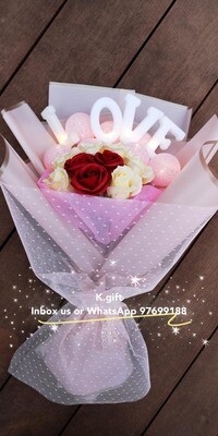 LOVE Red + Champagne Roses Bouquet