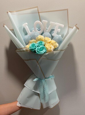 LOVE Blue + Champagne Roses Bouquet