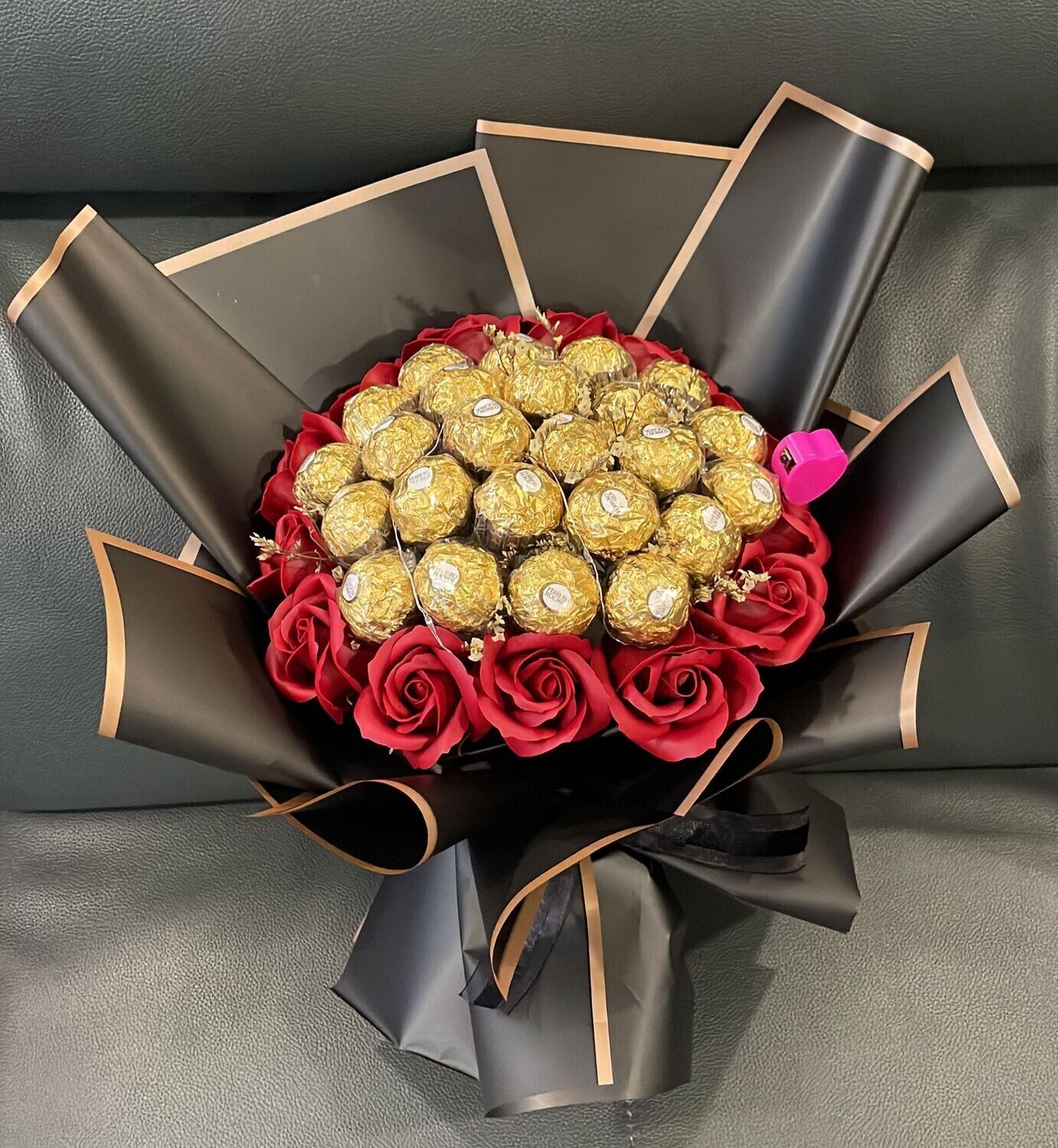 24pcs Ferrero rochers with soap roses bouquet