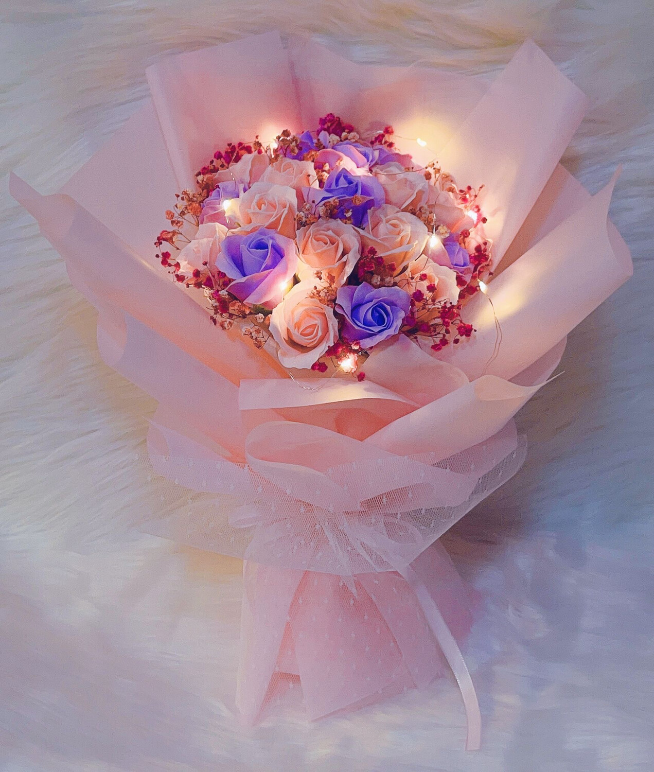 19 stalks soap flowers bouquet with LED