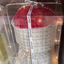 Beautiful Soap flower bouquet with transparent box &amp; LED