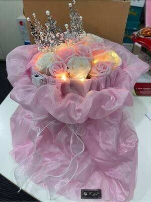 Lovely soap flowers bouquet with crown