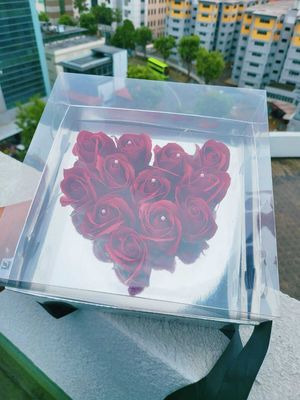 Heart Shape Soap Rose With Ferrero Rocher In Box