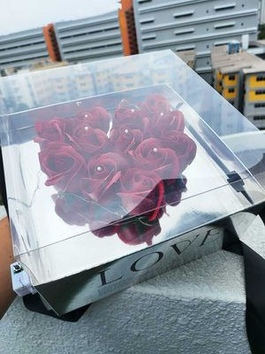 Heart Shape Soap Rose With Ferrero Rocher In Box