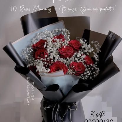 10 Stalks Fresh Roses with baby breath bouquet