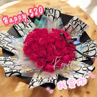33 stalks soap flowers bouquet with LED