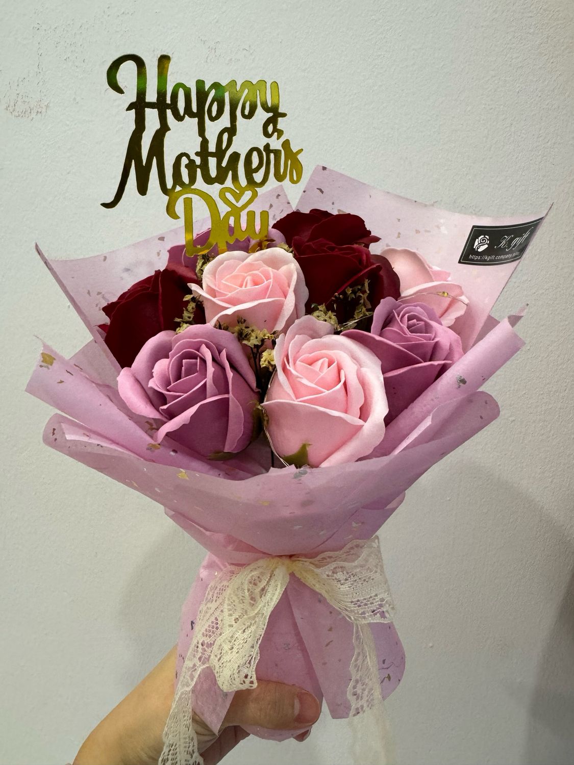 9 stalks soap roses bouquet with Free tag