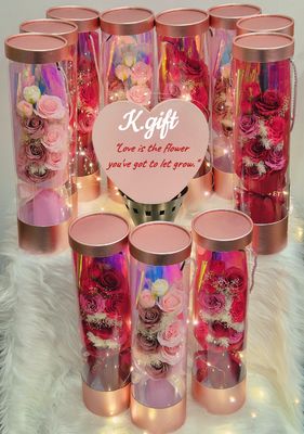 9 stalks soap roses bouquet in beautiful gift box- Pink rose