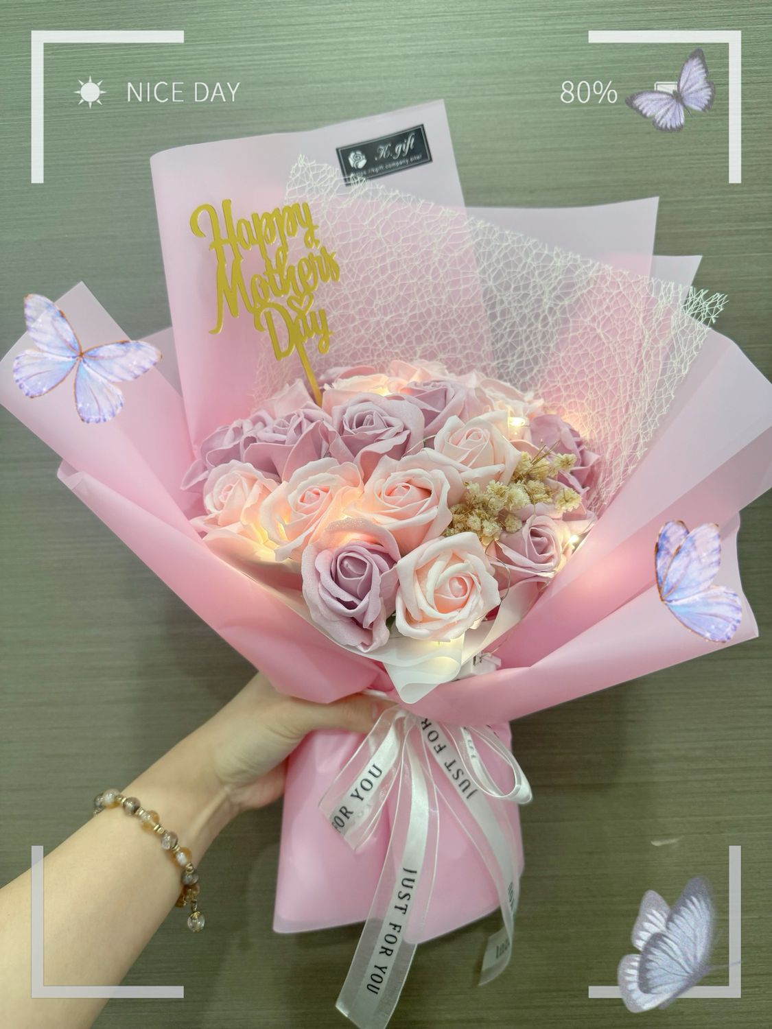 19 stalks soap roses bouquet with Free tag