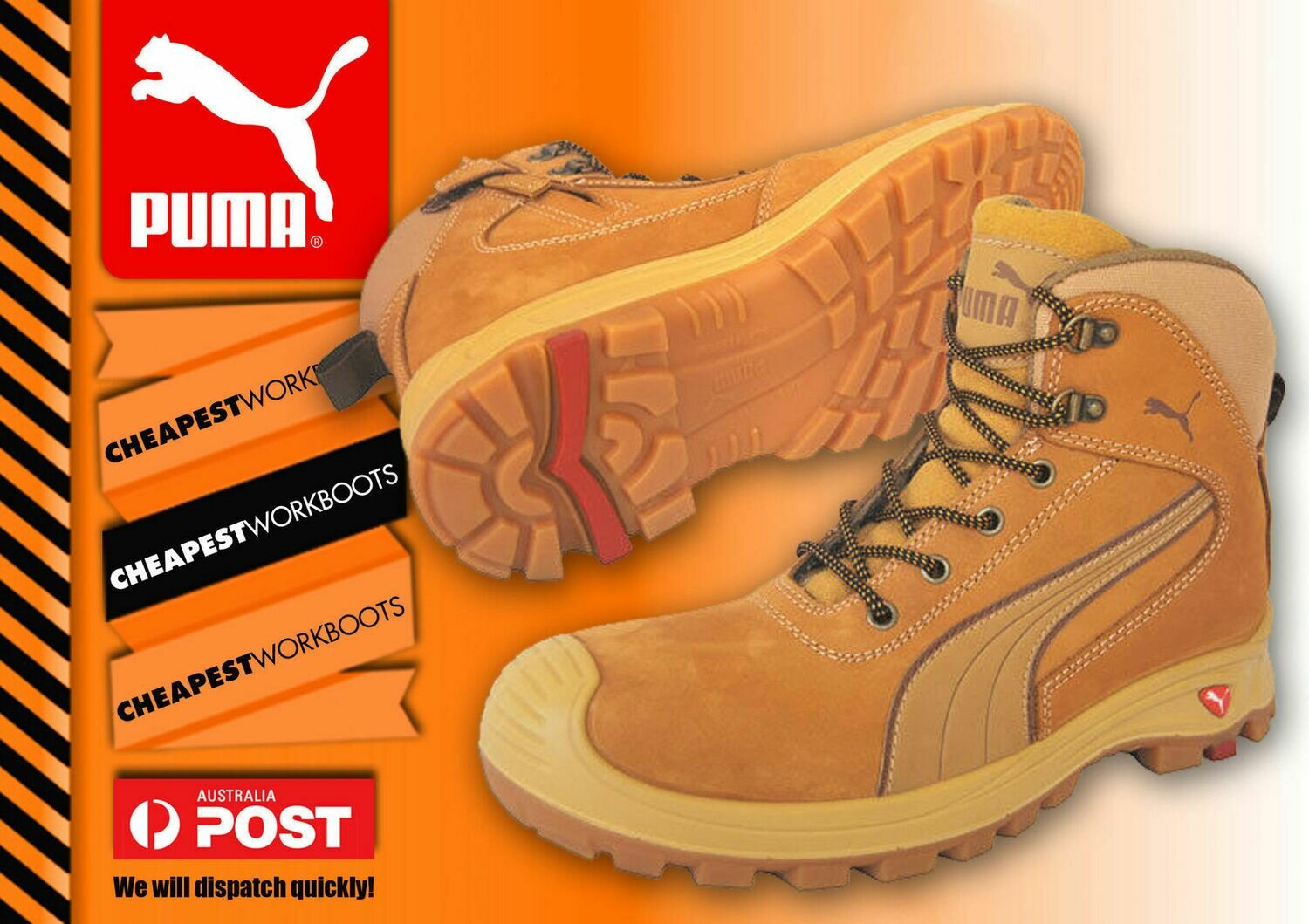 Puma Nullarbor 630367 Work Boots Composite Toe Safety Cap Zip-Sider CHEAPEST