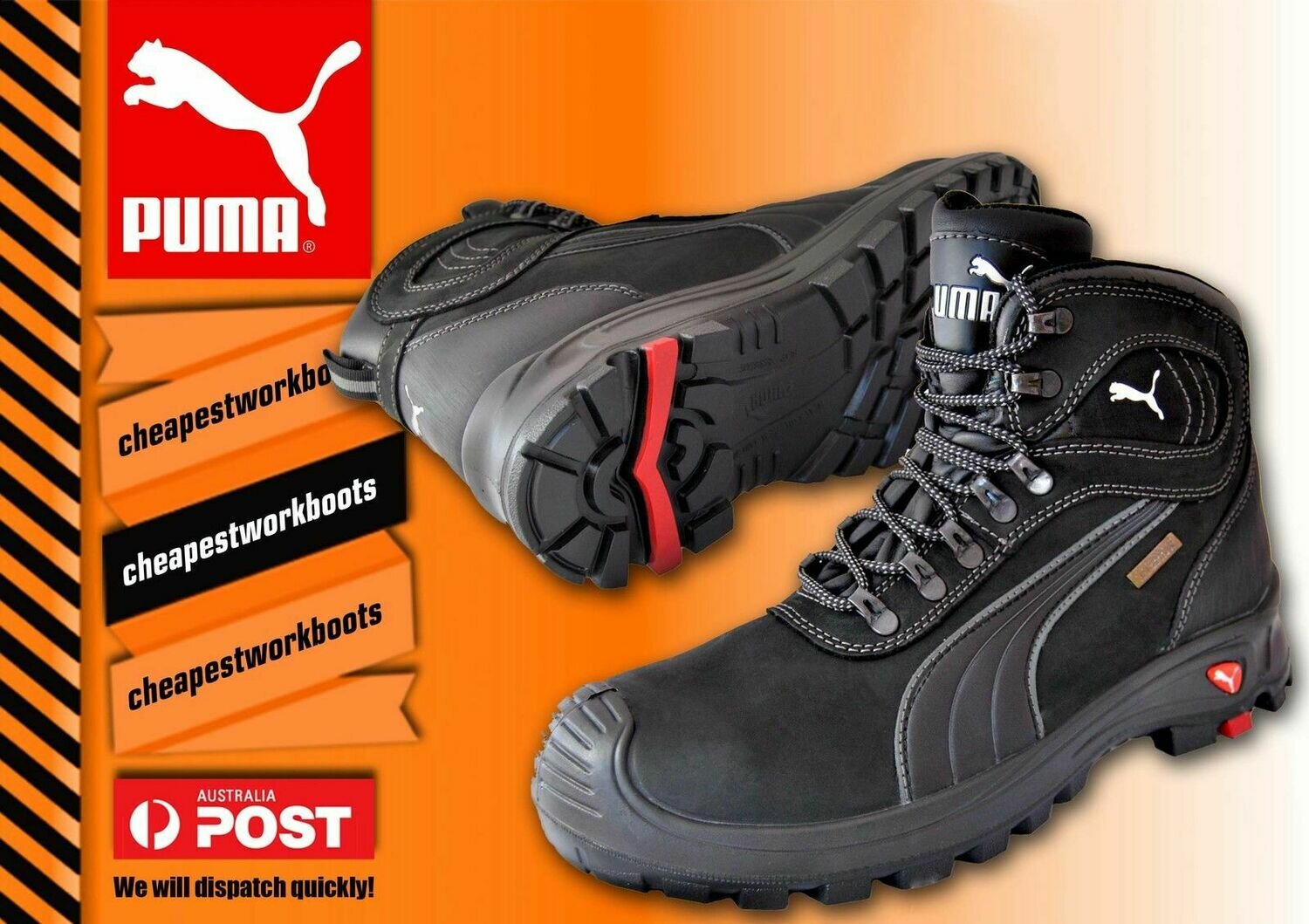 Puma Sierra Nevada 630527 Composite Toe Safety Boot Steel Cap WATERPROOF Black