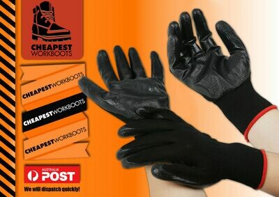 20x Black Ninja Style Nitrile Safety Gloves Work Gloves General Purpose 9/L 10/XL