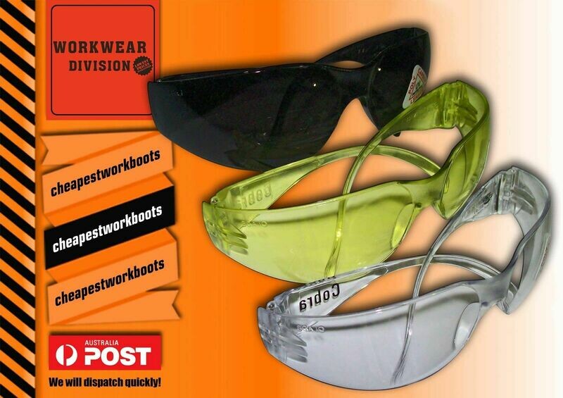 BULK 12 Safety Glasses - Clear, Tinted or Amber - 12 Pairs PPE Eye Sunglasses