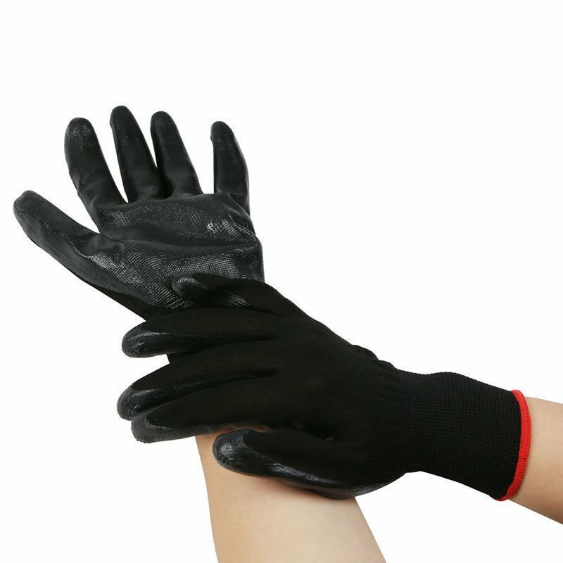 20x Black Ninja Style Nitrile Safety Gloves Work Gloves General Purpose 9/L 10/XL