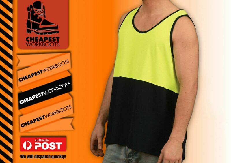3x Hi Vis Safety Singlet Up to 5XL Yellow/Navy Orange/Navy Cooldry Light Weight