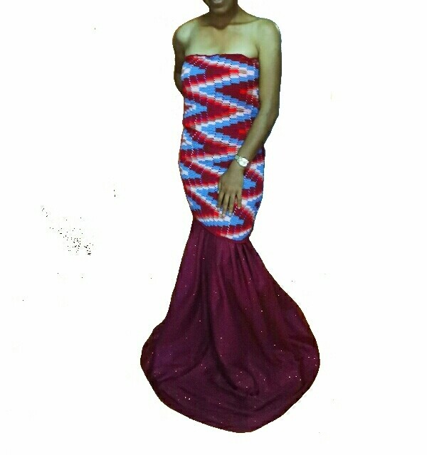 Purple and Maroon Bilum evening dress