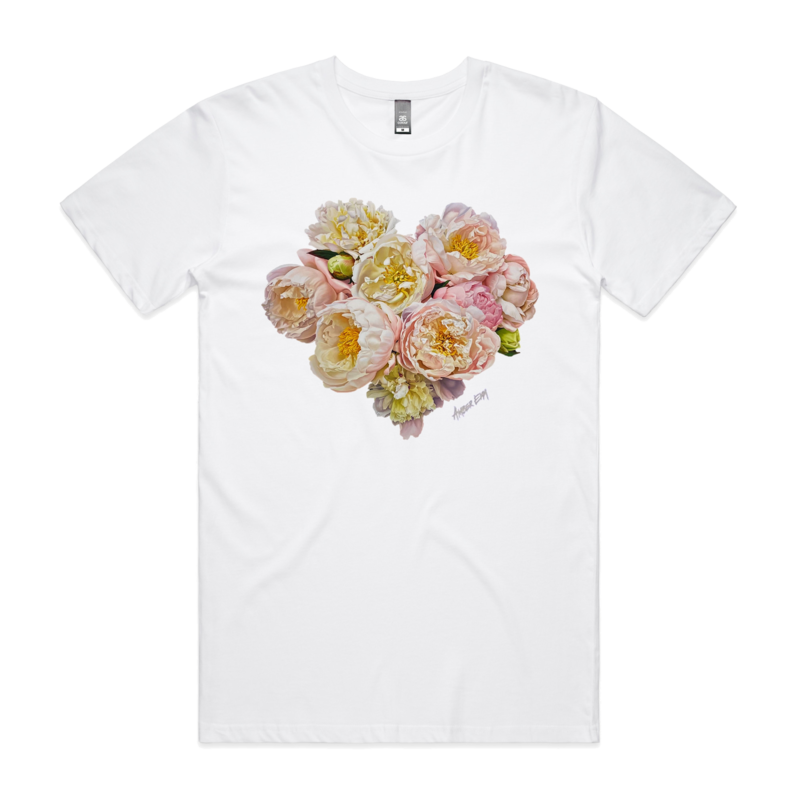 Unisex Peonies White T-Shirt