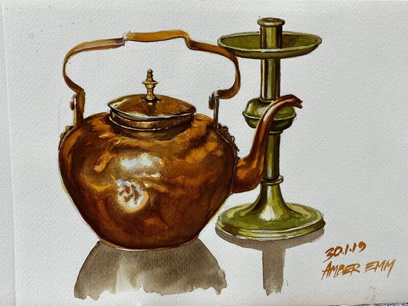 Still Life Kettle and Candelabra