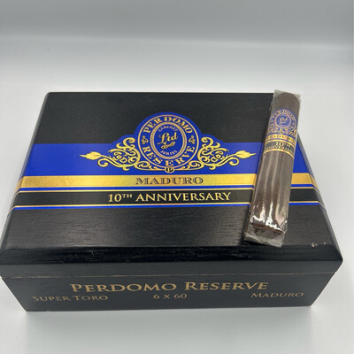 Perdomo 10th Anniversary Maduro Super Toro Box of 25