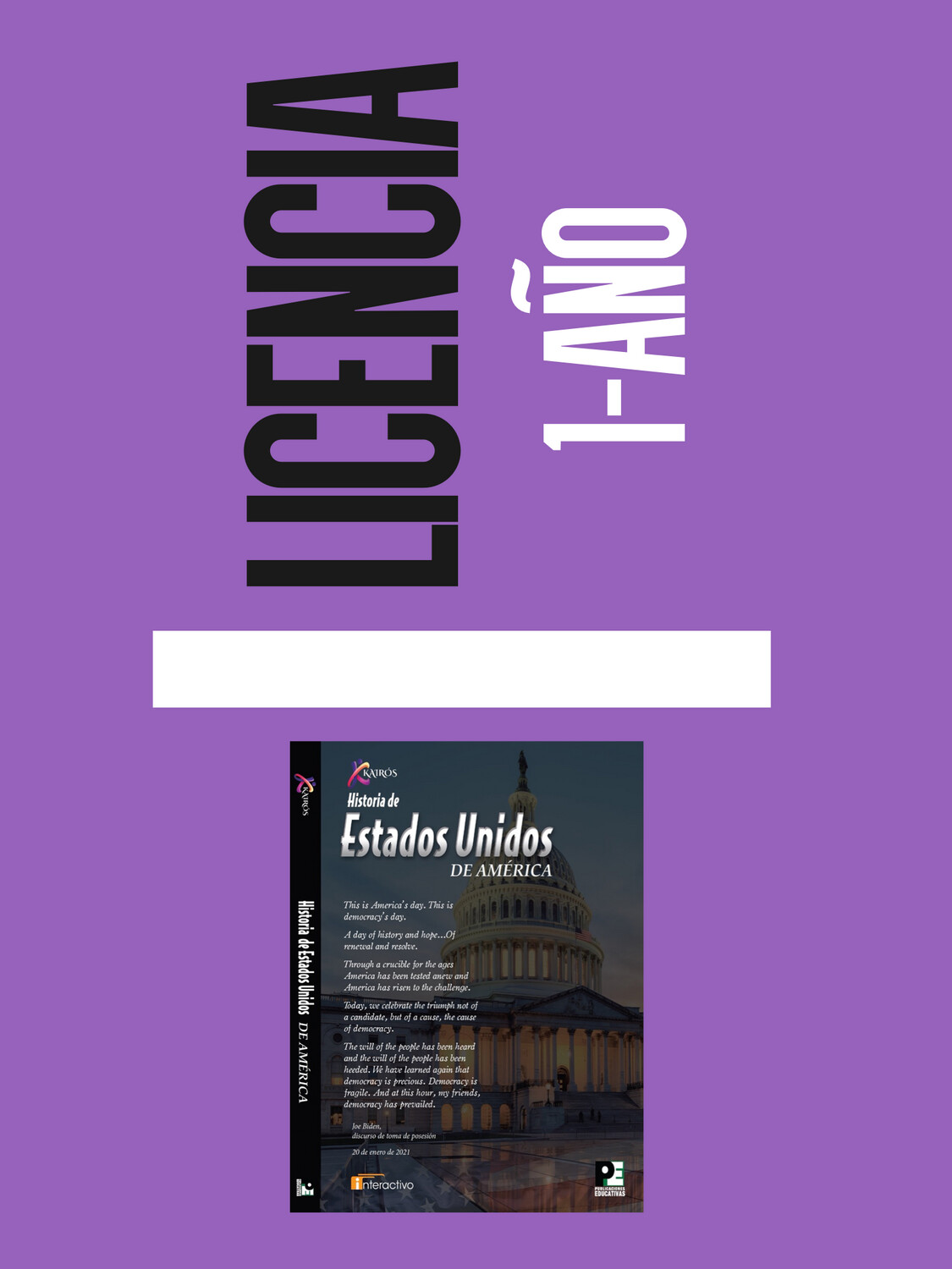 UNDECIMO - SERIE KAIROS HISTORIA DE ESTADOS UNIDOS DE AMERICA LIBRO Y LICENCIA - PUBED - 22 - ISBN 9781941338452