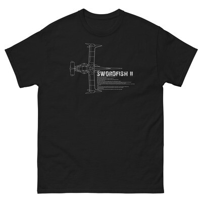 Swordfish II Blueprint Horizontal Black Unisex T-Shirt
