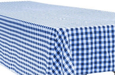 Blue And White Checkered Gingham Tablecloth