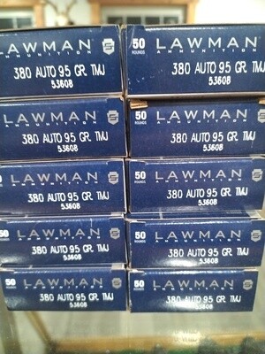 Speer Lawman .380 Auto 95gr TMJ 50rd Box