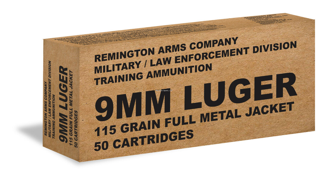 Remington B9MM3 Pistol Ammo 9MM, FMJ, 115 Gr, 1145 fps, 50 Rnd