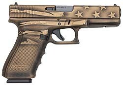 Glock G20 Gen 4, 10mm, 4.6&quot; Barrel, Fixed Sights, Battle Worn Burnt Bronze Distressed Flag