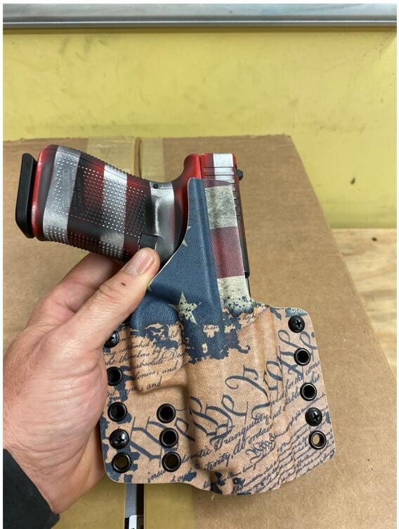 Evolved Tactical Coatings Glock PA455S204-CC G45 Gen5 Semi Auto Pistol, 9MM. 4.02" BBL, Fixed Sights 17+1 rd, FS, RWB Constitutional Carry W/Holster