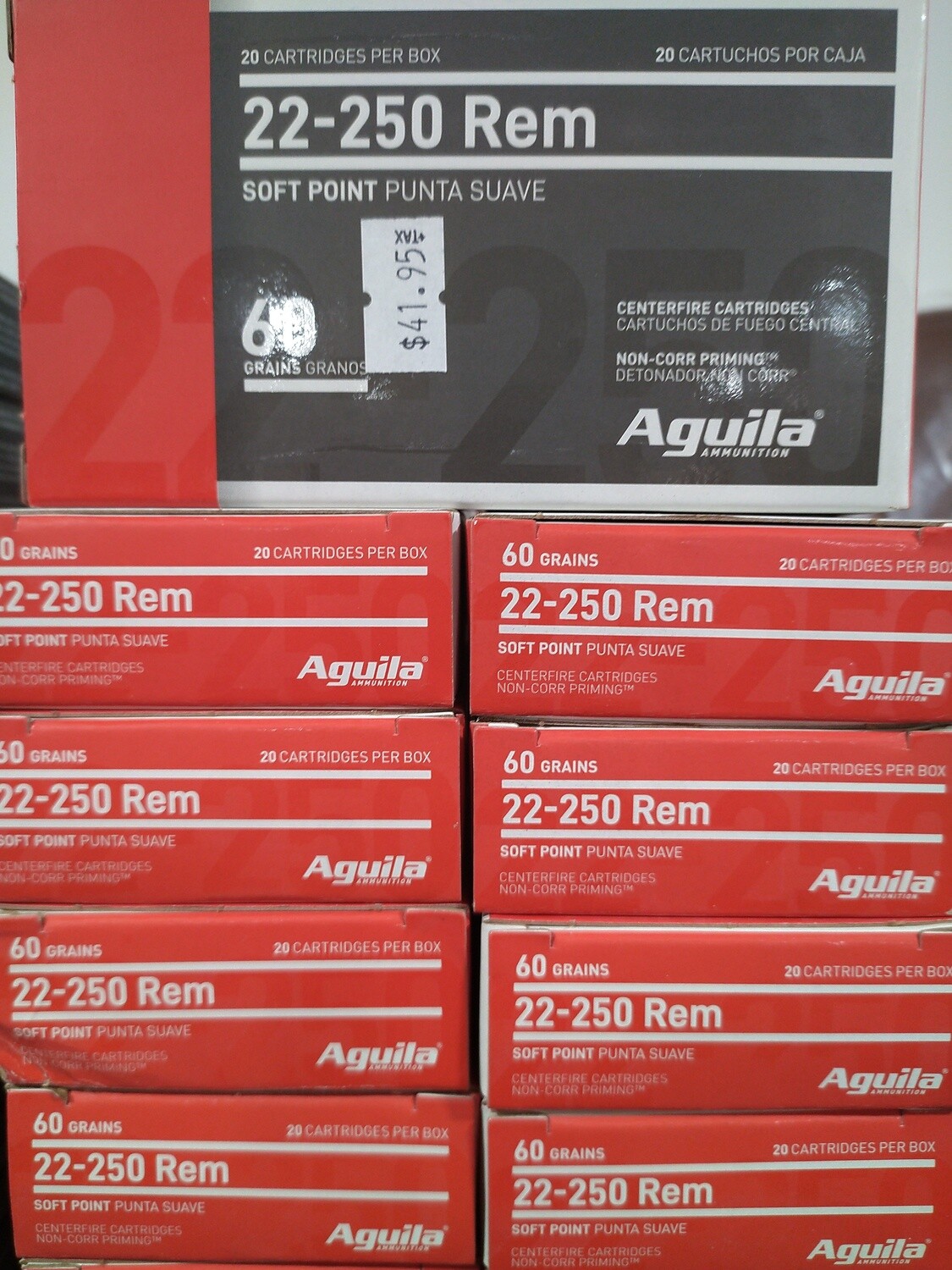 Aguila 22-250 soft points 60gr 20rd Box