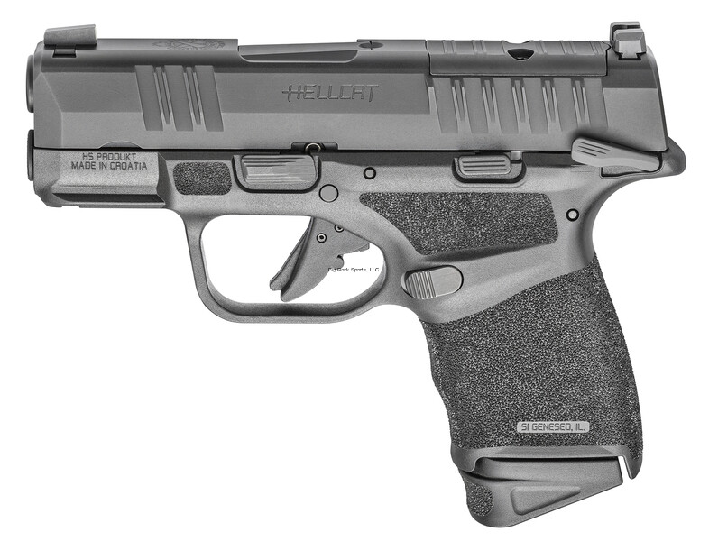 Springfield Hellcat Micro-Compact OSP 9mm 3"Manual Sfy Tritium Frt/Tac Rack Rear Blk 11&amp;13-rd Mags