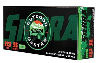 Sierra Bullets Sierra Outdoor Master, 223, 55gr, Hollow Point Boat Tail, Varminter, 20rd