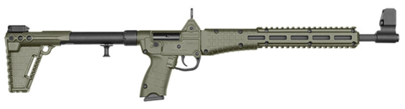 Kel-Tec Sub‑2000, 9mm, 16&quot; Barrel, Ghost Ring Sight, Blue/Green Syn, Foldable, Multi mag, 17‑rd