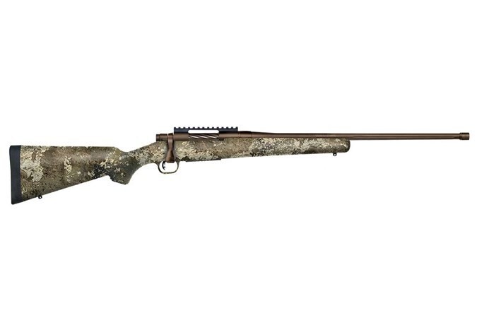 Mossberg Patriot Predator, 243 Win, 22" Threaded Barrel, Brown Cerakote/Strata Camo Syn, 5‑rd