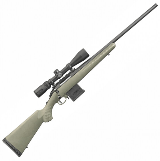 Ruger American Predator w/Vortex CrossfireII Scope, 204 Ruger, 22" TB, Black/Moss Green, AI 10rd