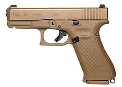Glock G19X Gen 5, 9mm, 4" Barrel, Night Sights, Coyote, 3‑17rd mags