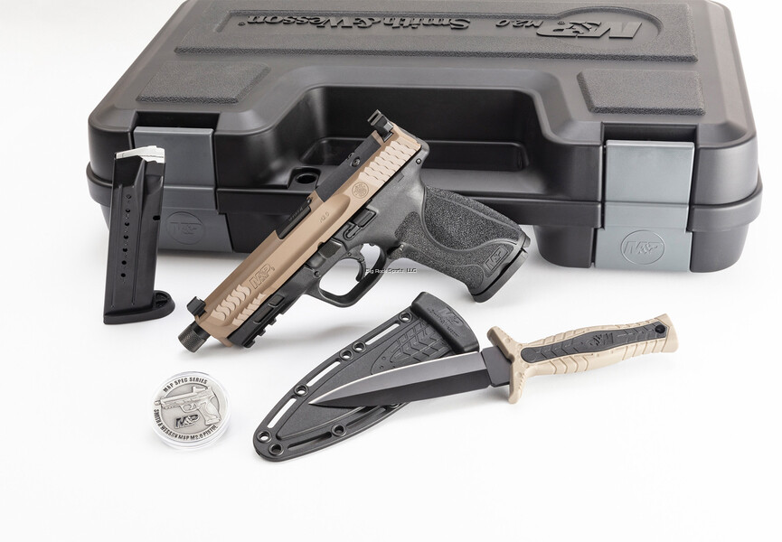 Smith and Wesson M&amp;P M2.0, 9mm, 5" Barrel, Night Sights, 17rd, Spec Series w/Hard Case, Knife, Challenge Coin