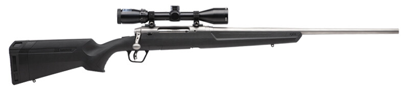 Savage Arms Axis II XP, 7mm‑08 Rem, 22" Barrel, Bushnell 3‑9x40 Scope, Stainless/Black Syn, DBM, 4‑rd