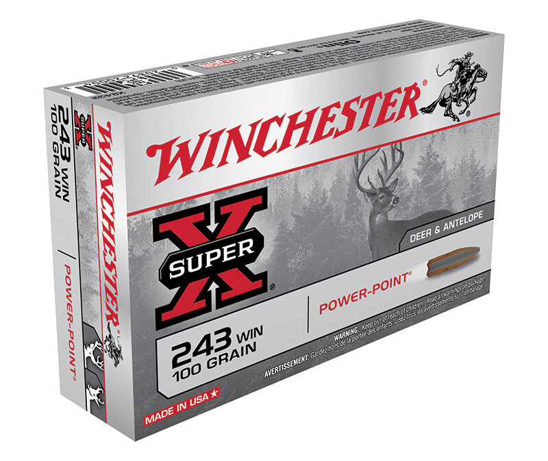 Winchester Ammunition Super‑X, 243 Win, 100 grain, Power‑Point, 20/box