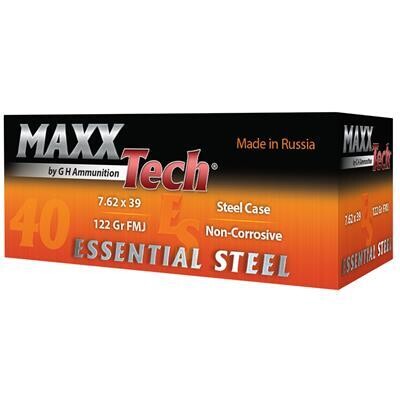 MaxxTech 7.62X39 122 gr FMJ Steel Case Non-Corrosive 40rd