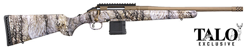 Ruger American Rifle, 204, 16.13" Barrel, Burnt Bronze Cerakote/Yote Coyote Camo, 5‑rd, TALO