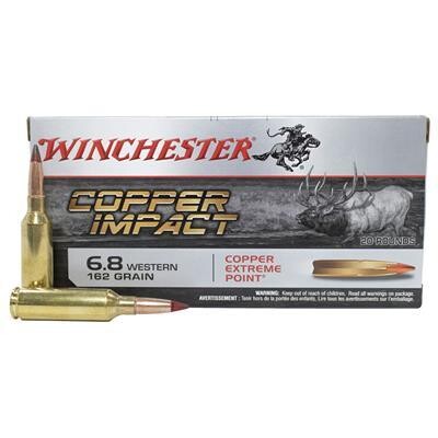 WINCHESTER COPPER IMPACT RIFLE AMMO 6.8 WESTERN 162 GR. COPPER IMPACT LF 20 RD.