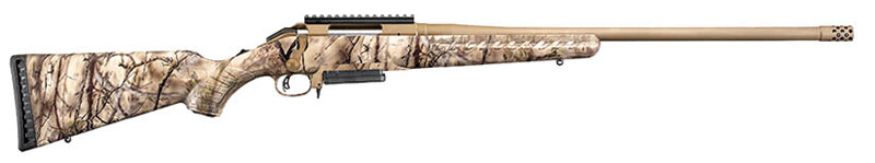 Ruger American Rifle, 243 Win, 22" TB, Bronze Cerakote/Go Wild Camo, Scope Rail, 3‑rd