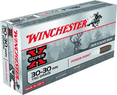 Winchester X30306 Super-X Rifle Ammo 30-30 , Power-Point, 150 Grains, 2390 fps, 20, Boxed