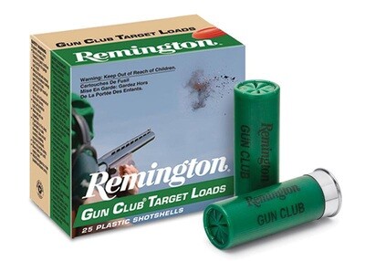 REMINGTON AMMO Gun Club Target Load, 12 Gauge, 2 3/4&quot;, 1 1/8 Oz, #8 Shot, 25/Box